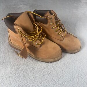 Timberland Kids 6 Inch Premium Waterproof Wheat Nubuck Boots 12709 Size 13.5